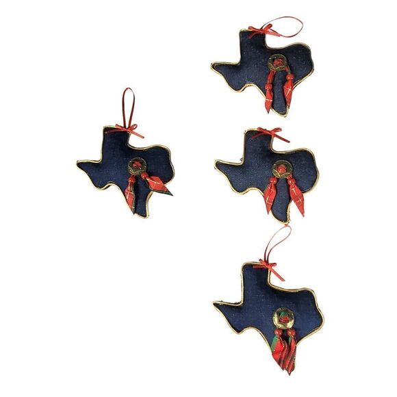 Texas Christmas Ornaments Lot of 8 Red Blue Tassel Handmade Western Holiday Gift - Picture 2 of 6